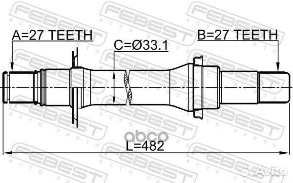 Полуось передняя правая 27x482.2x27 SsangYong