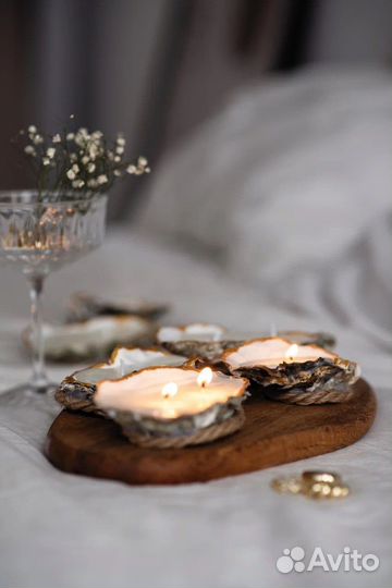 Сет свечей в устричных раковинах