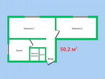 2-к. квартира, 50,2 м², 1/5 эт.