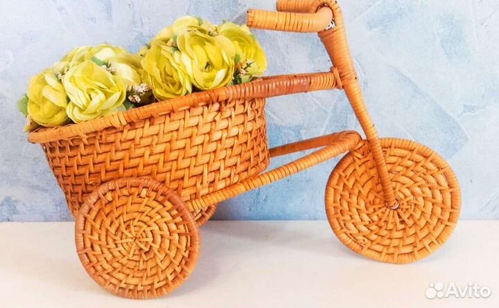 Плетёная настольная цветочница мастеров СССР 1989г