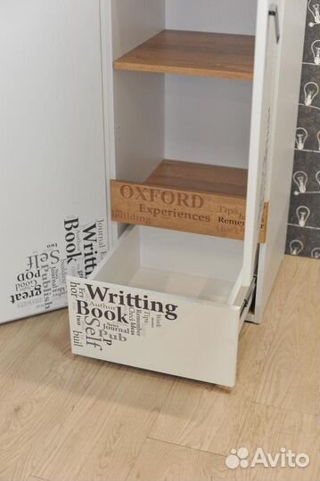 Шкаф для белья «Оксфорд» (Ривьера/Белый с рисунком