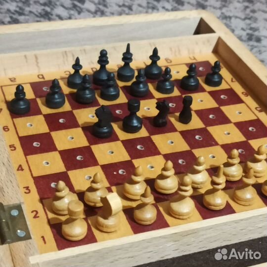 Шахматы деревянные СССР мини дорожные