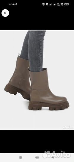 Кожаные полусапоги женские.челси