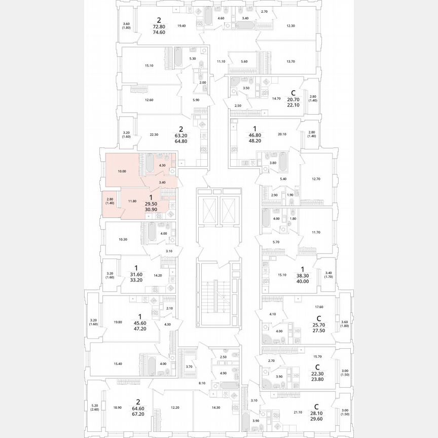 1-к. квартира, 45,3 м², 4/14 эт.