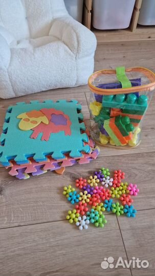 Детский коврик пазл, лего кубики для малышей