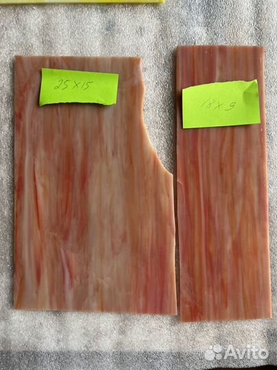 Витражное стекло куски розовые и коралл