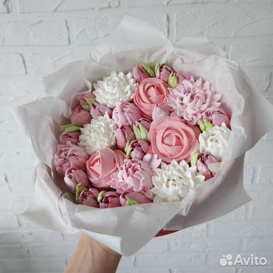 Зефирные цветы ручной работы