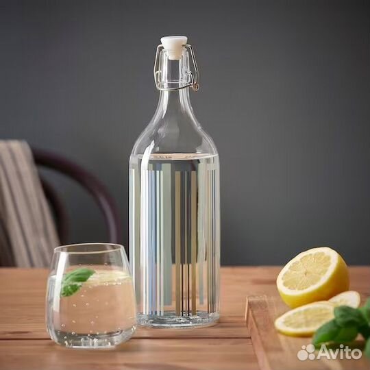 Икеа Коркен Кorken Бутылка с крышкой, 1 литр, узор