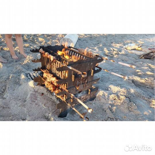 Переносной разборный вертикальный эко мангал-камин