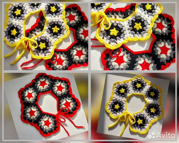 Съемный воротничок кроше(бабушкин квадрат)