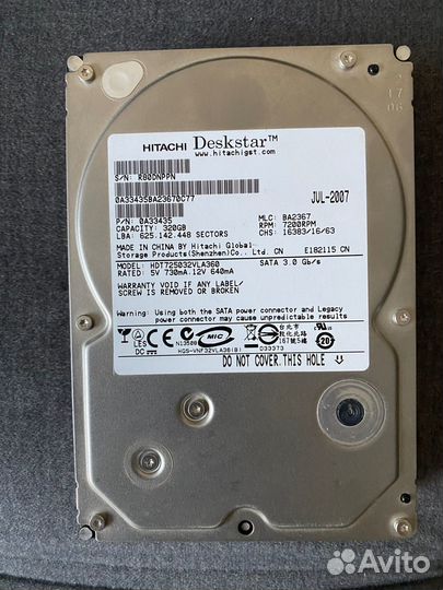 Жесткий диск HDD 320Gb Hitachi 3.5
