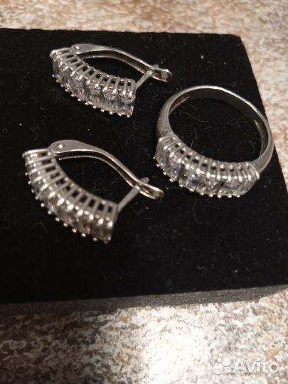 Серьги и кольцо серебро