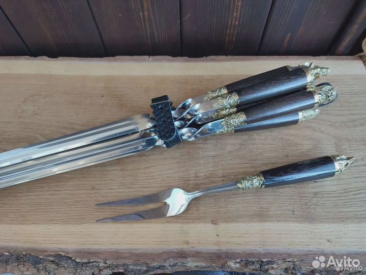 Набор шампуров Звери в колчане + вилка