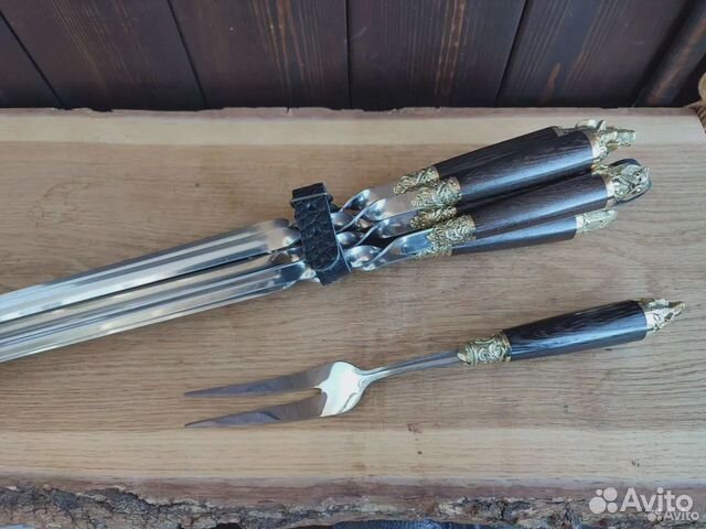 Набор шампуров Звери в колчане + вилка