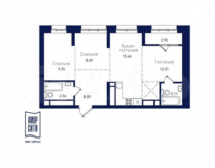 3-к. квартира, 64 м², 19/19 эт.