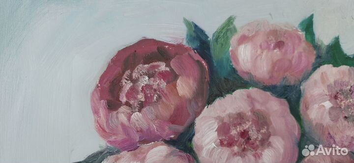 Букет пионов.Картина маслом на холсте 40\50см