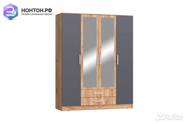 Шкаф Мартина 4-дверный графит / дуб крафт