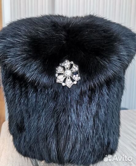 Шапка вязанная норка на трикотаже