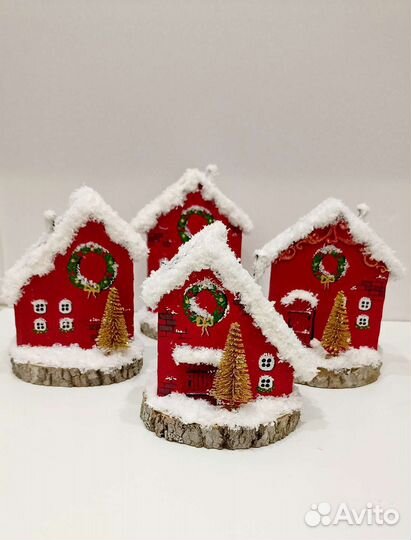 Композиции с домиками, Новогодний декор 9фото