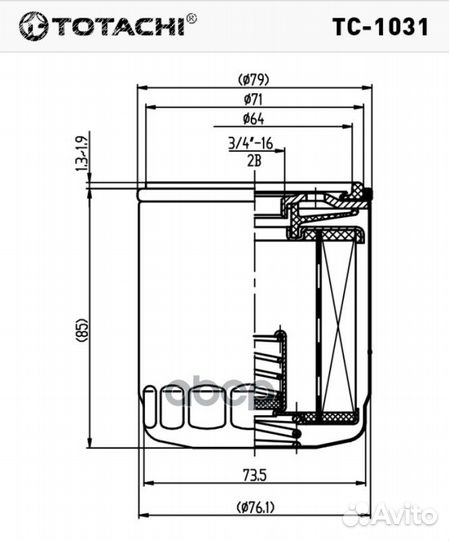 Фильтр масляный totachi tc-1031 c-111 90915-030