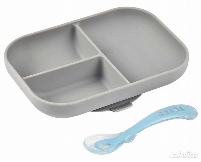 Набор посуды: тарелка, ложка (серый)