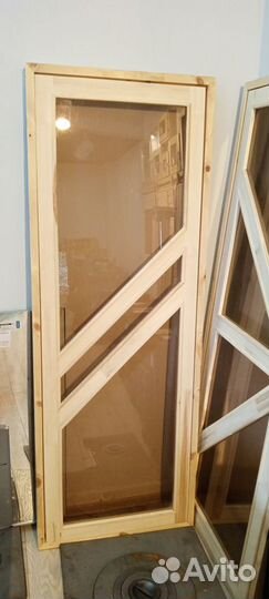 Дверь в баню Деревянная/ Деревянная со стеклом