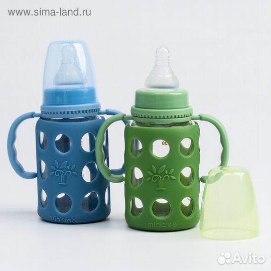 Бутылочка в силиконовом чехле, стекло, +3мес., 120