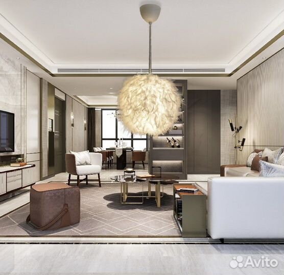 Люстра из перьев