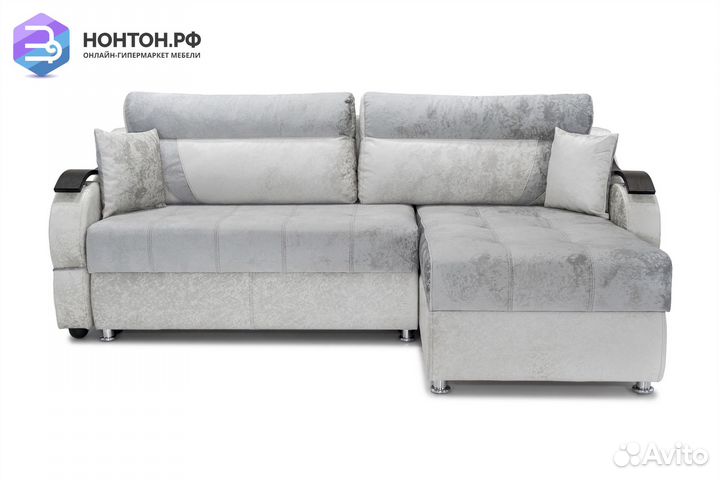 Диван угловой тик-так Дублин светло-серый