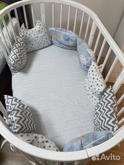 Круглая кроватка трансформер 8 в 1 (Бук )