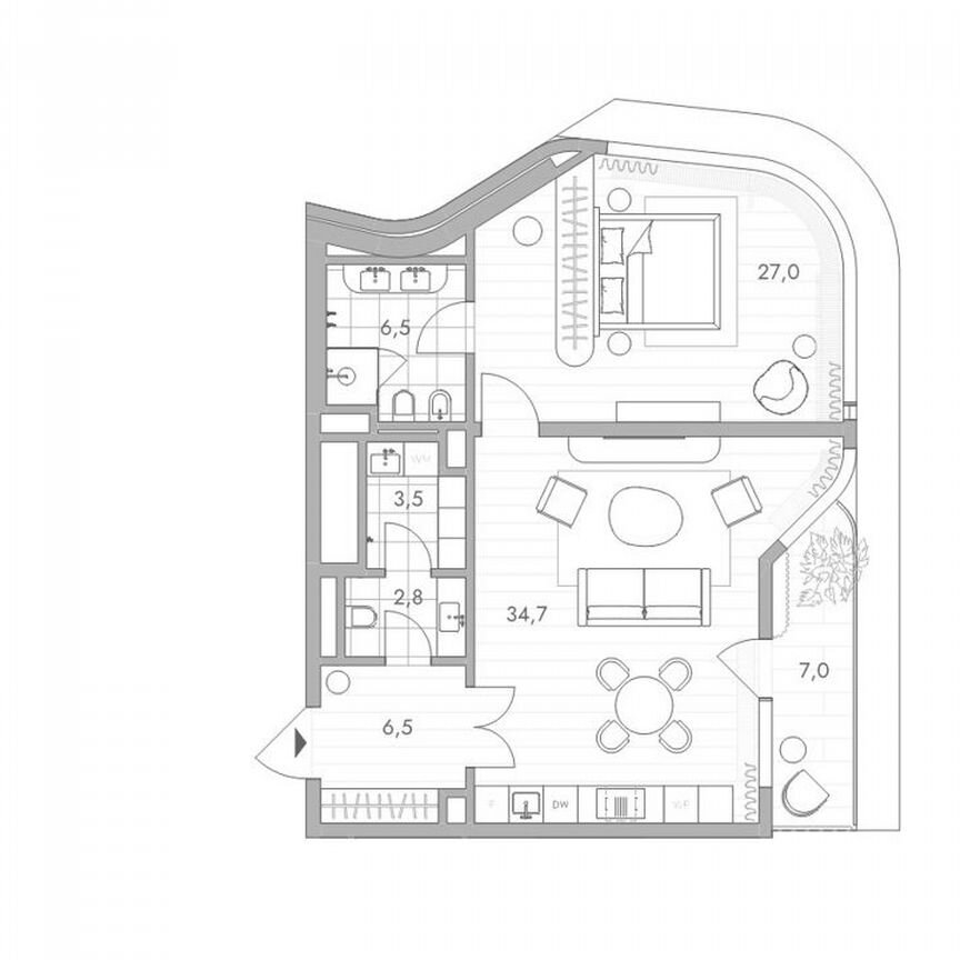 1-к. квартира, 83,1 м², 3/9 эт.