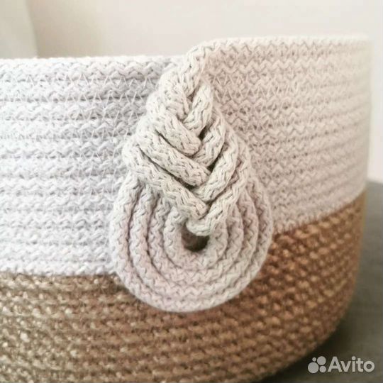 Интерьерная корзина Дуэт из джута и хлопка