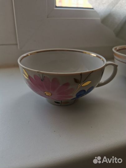 Чайные чашки СССР, синяя посуда