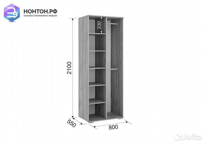 Шкаф двухдверный Лайк 03.01 дуб мария / изумруд