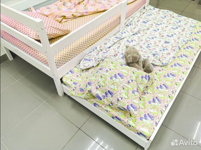 Кроватка из массива от 2х лет Софа Выкатная с доп