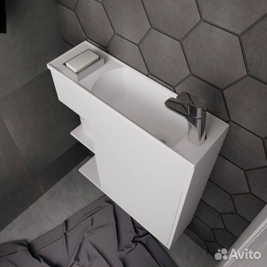 Тумба с раковиной 1MarKa Stretto У94717 60 см, белый