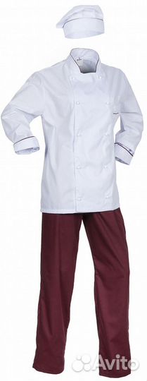 Костюм женский повара Гурман (тк.тиси), белый/борд