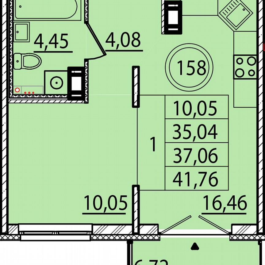 1-к. квартира, 35 м², 3/4 эт.