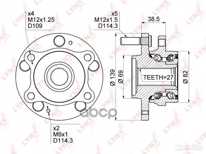 Ступица колеса перед прав/лев WH1501 lynxauto