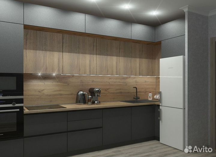 Прямая в потолок кухня на заказ