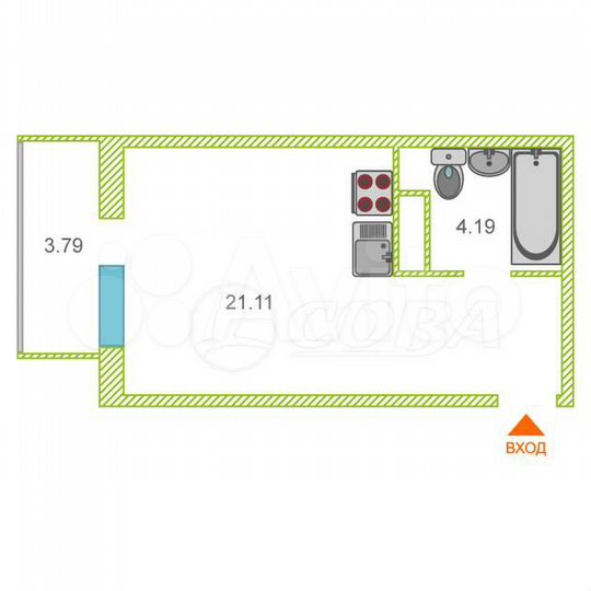 Квартира-студия, 26 м², 15/20 эт.
