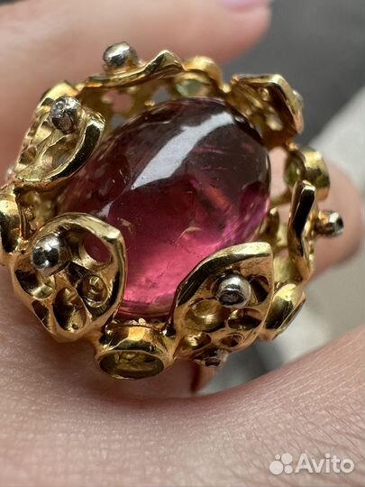 Золотое кольцо с турмалином