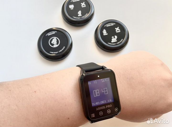 Кнопка вызова официанта Ультра IP67 и часы IP65