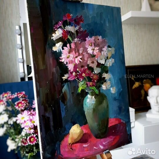 Картина. Натюрморт с хризантемами, 2017год