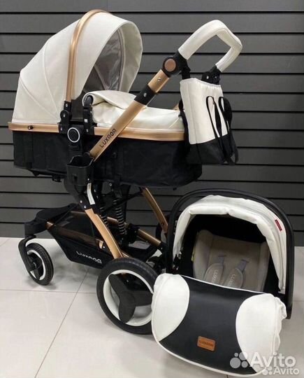Коляска luxmom X6 Белая/золото Новая