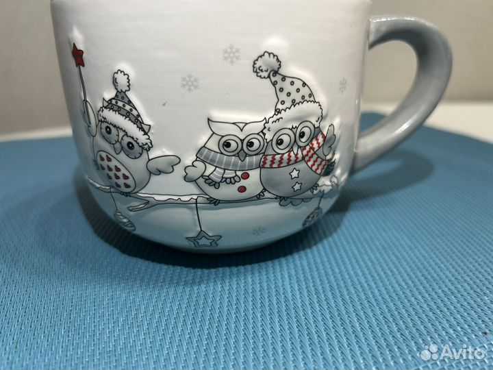 Тарелка и чашка новогодние с подставкой