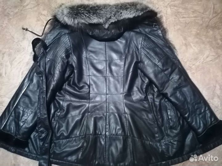 Дубленка зимняя, кожаная, натуральная, женская