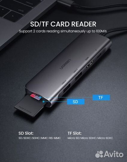 USB-hdmi концентратор Ugreen 6в1 USB 3.0 -Гарантия