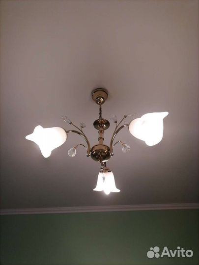 Люстра, латунь, хрусталь