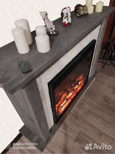 Камин электрический в портале натуральное дерево
